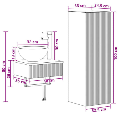 Bathroom Furniture Set 2 pcs Grey Sonoma 33 x 34.5 x 100 cm