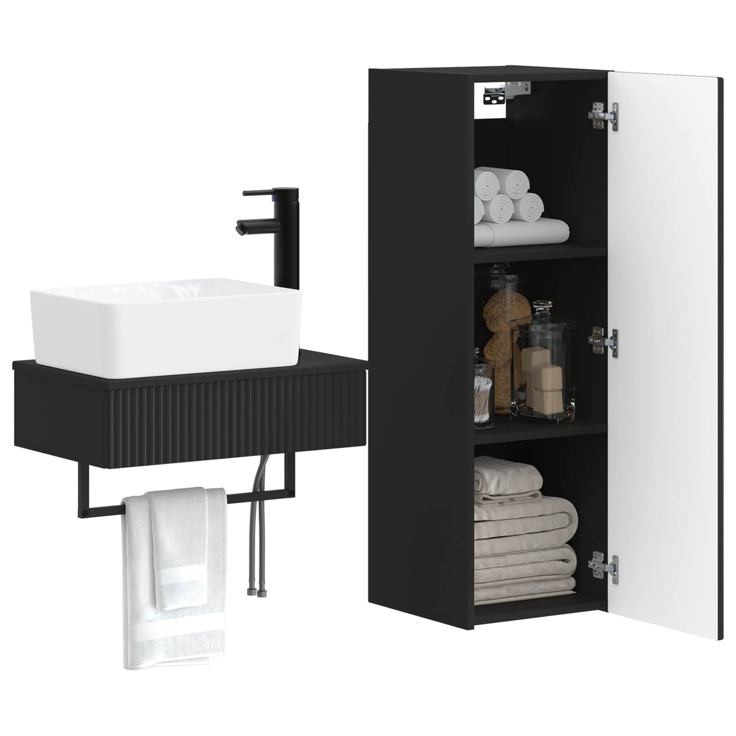 Bathroom Furniture Set 2 pcs Black 33 x 34.5 x 100 cm