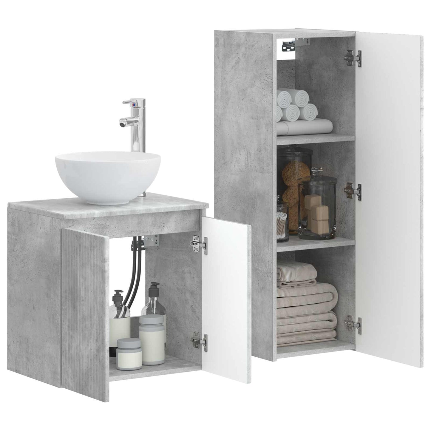 Bathroom Furniture Set 2 pcs Concrete Grey 33 x 34.5 x 100 cm