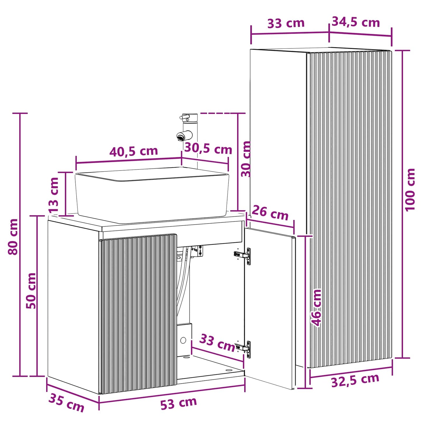Bathroom Furniture Set 2 pcs Concrete Grey 33 x 34.5 x 100 cm
