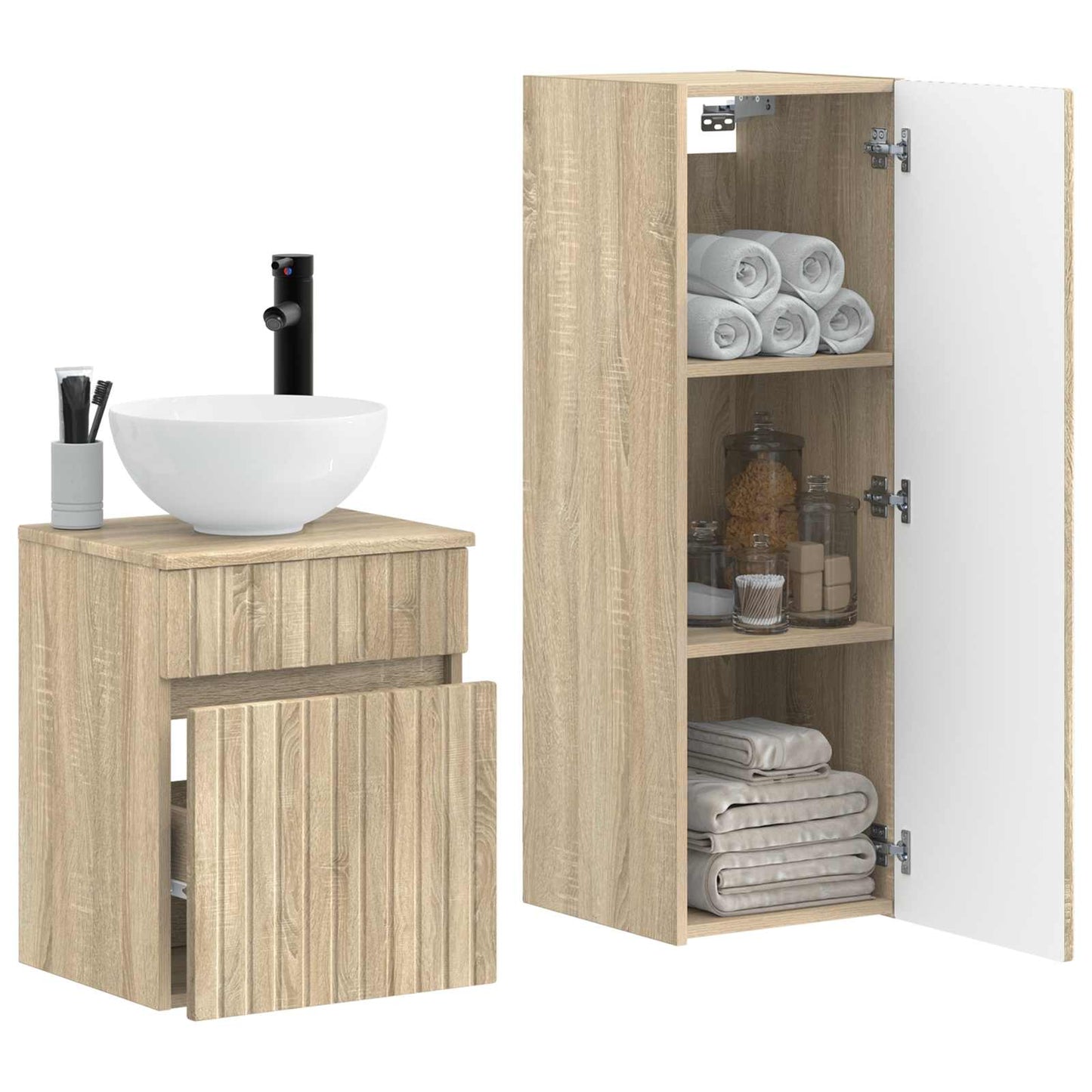 Bathroom Furniture Set 2 pcs Sonoma Oak 33 x 34.5 x 100 cm