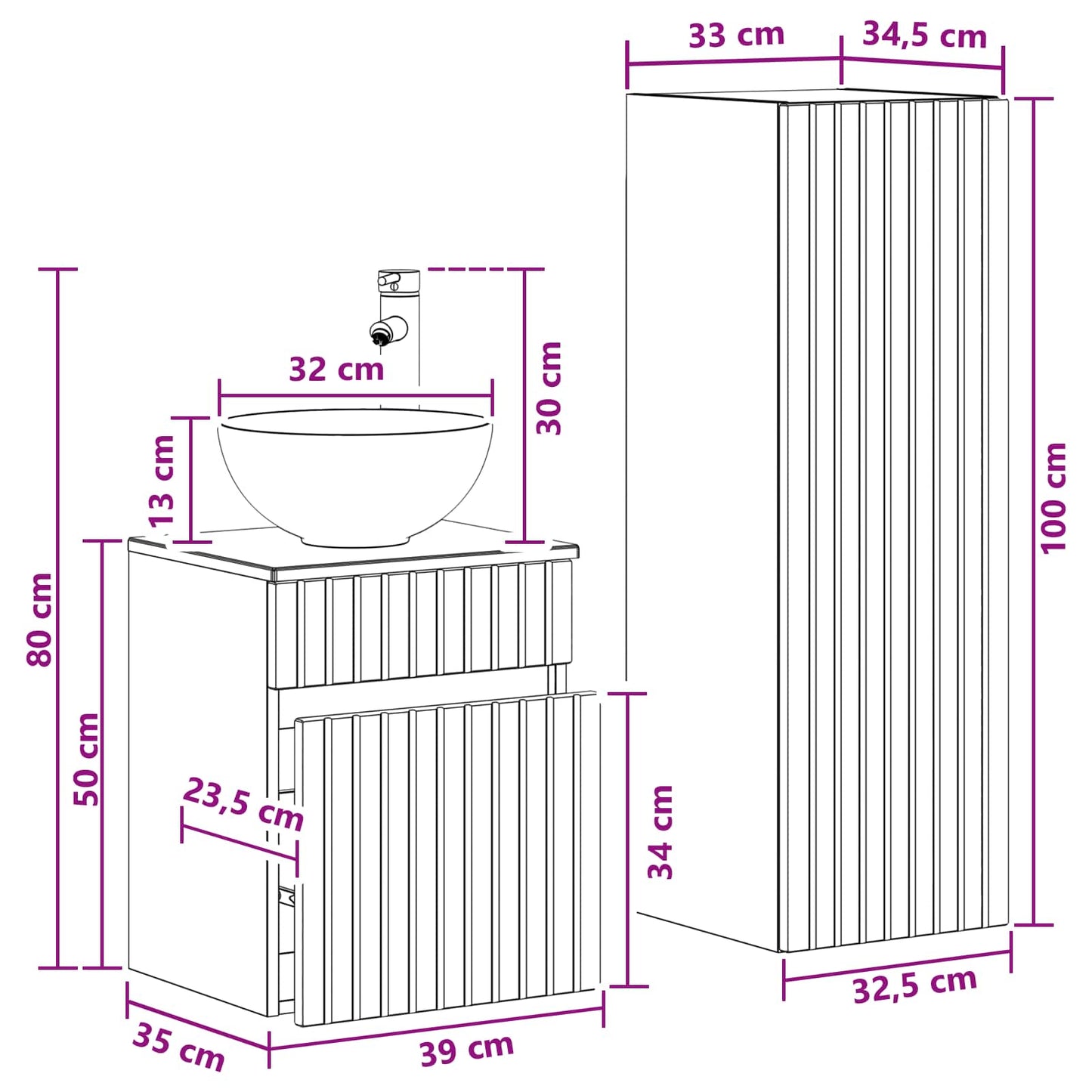 Bathroom Furniture Set 2 pcs High Gloss White