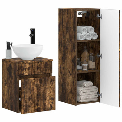 Bathroom Furniture Set 2 pcs Smoked Oak 33 x 34.5 x 100 cm