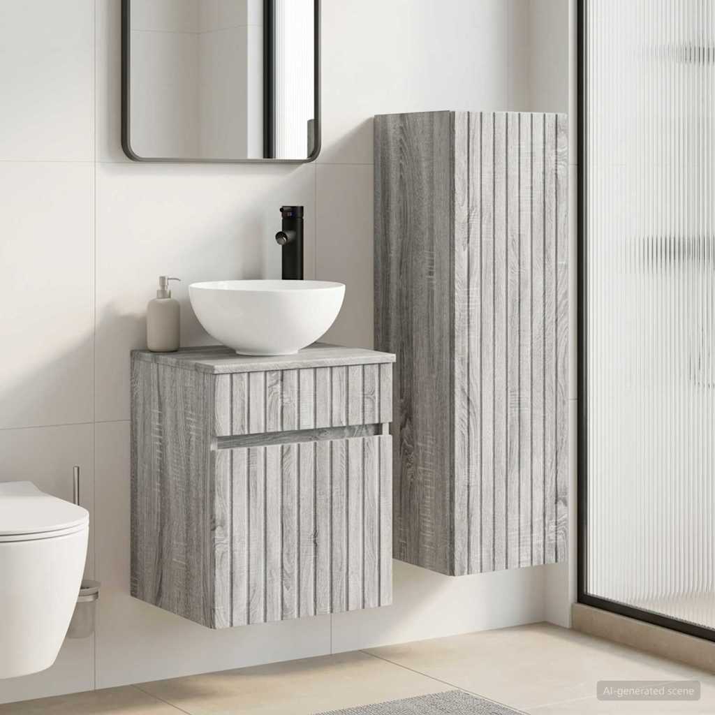 Bathroom Furniture Set 2 pcs Grey Sonoma 33 x 34.5 x 100 cm