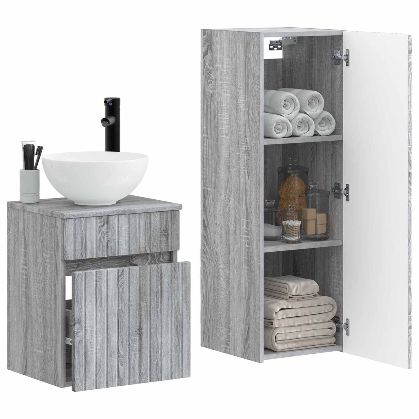 Bathroom Furniture Set 2 pcs Grey Sonoma 33 x 34.5 x 100 cm