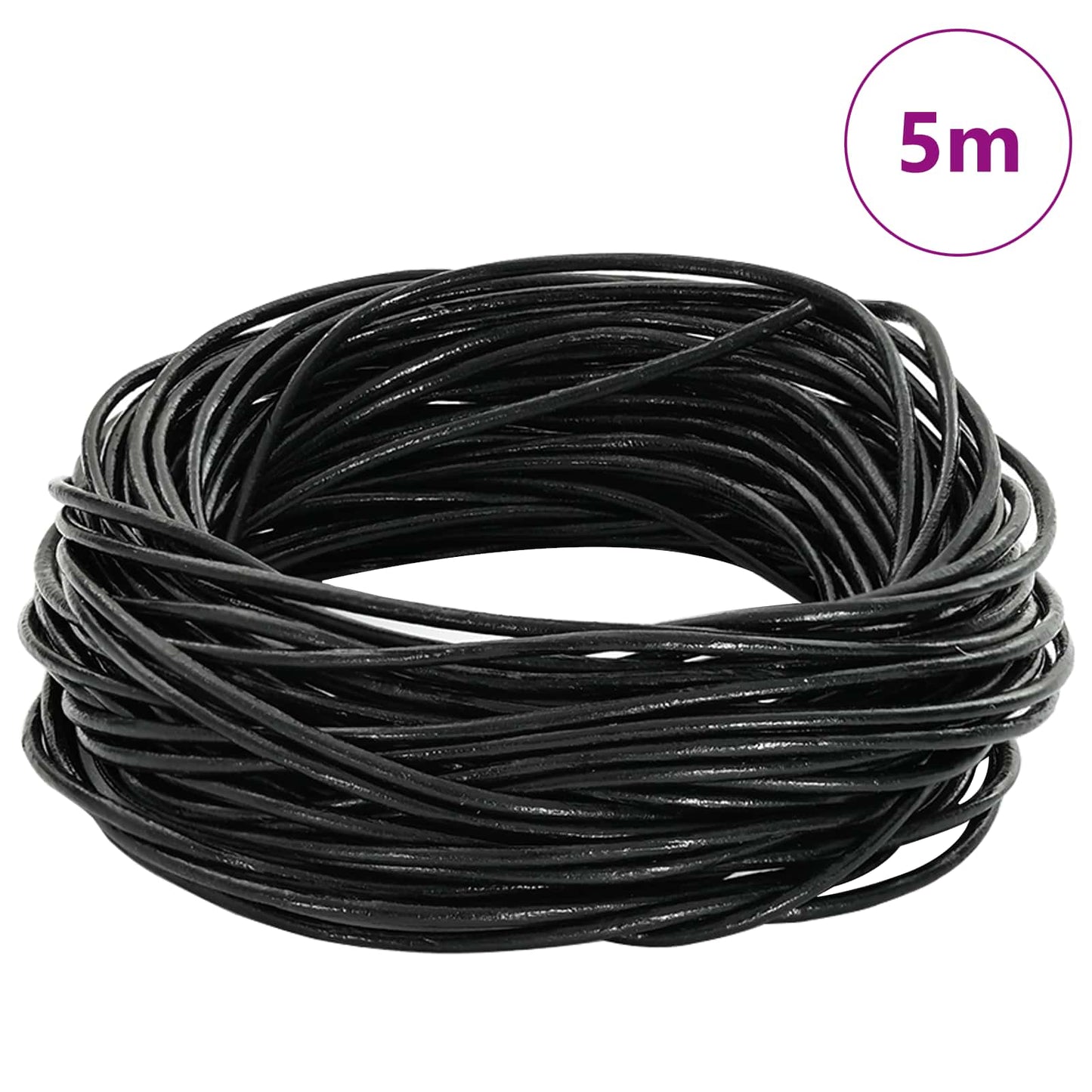 Leather Cord 1 Black Ø1.5 mm x 5 m Leather