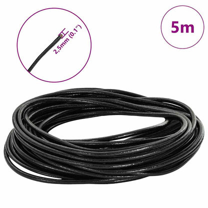 Leather Cord 1 Black Ø2.5 mm x 5 m Leather