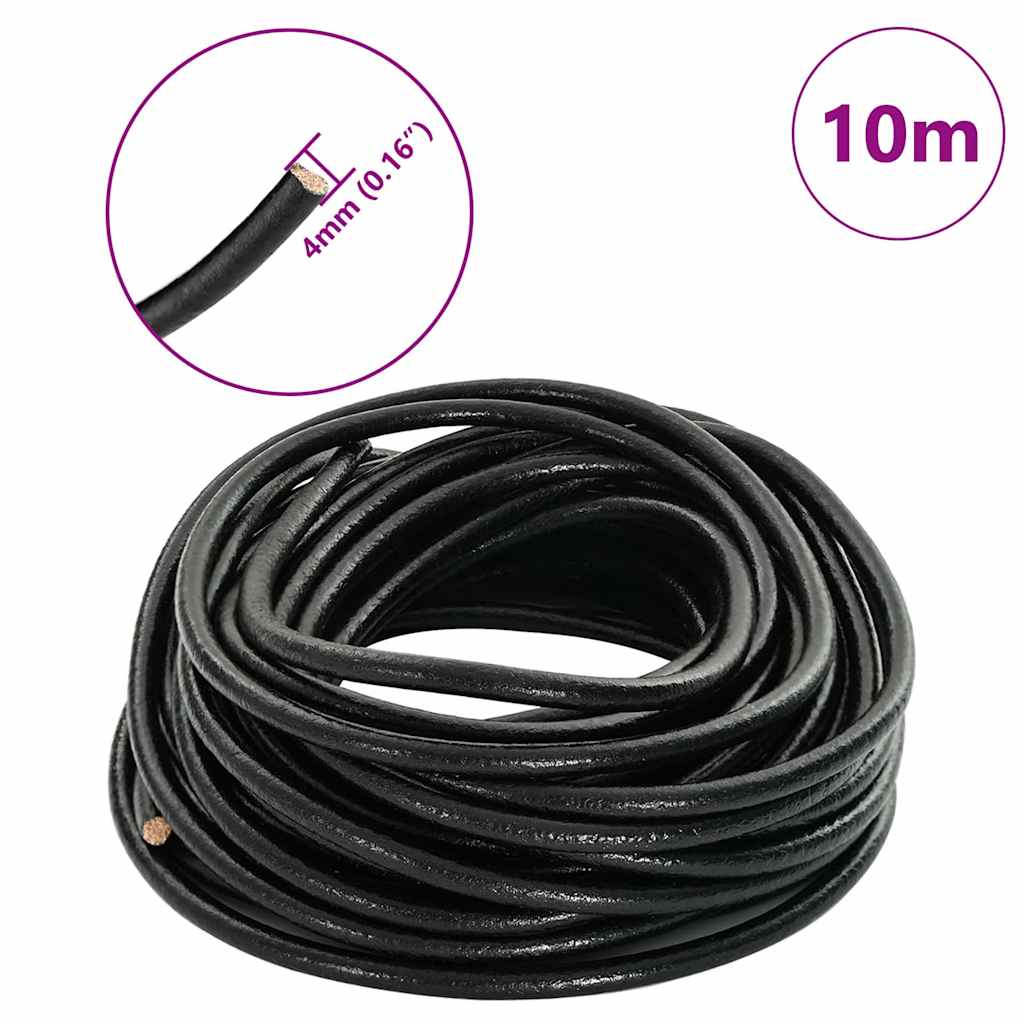 Leather Cord 1 Black Ø4 mm x 10 m Leather