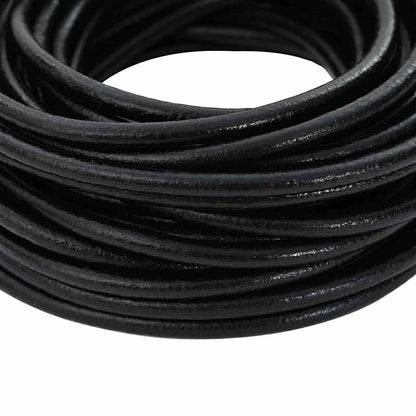 Leather Cord 1 Black Ø5 mm x 10 m Leather