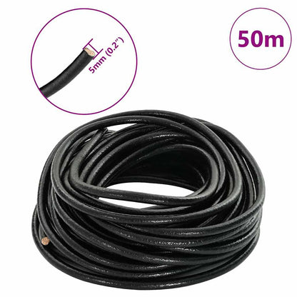 Leather Cord 1 Black Ø5 mm x 50 m Leather