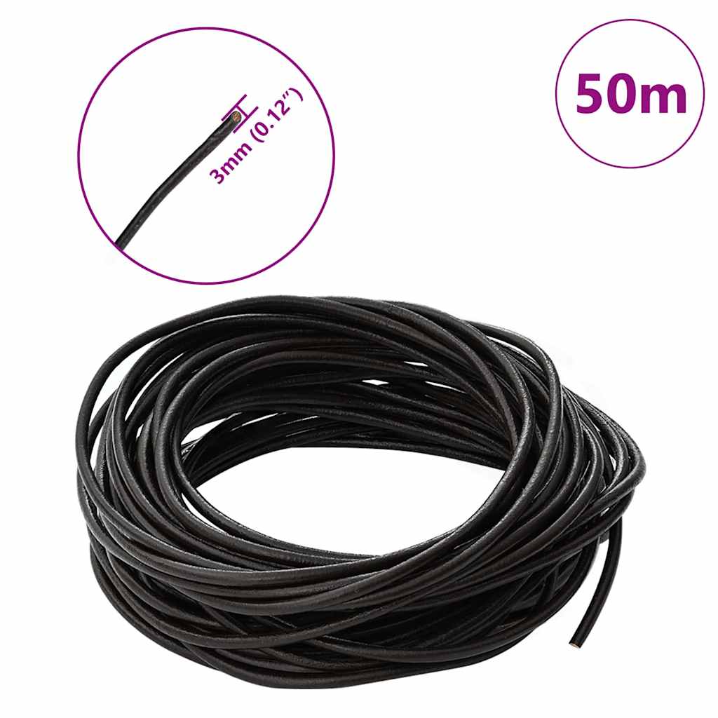 Leather Cord 1 Dark Brown Ø3 mm x 50 m Leather