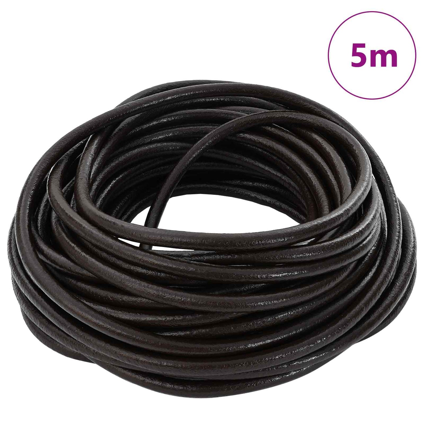 Leather Cord 1 Dark Brown Ø4 mm x 5 m Leather