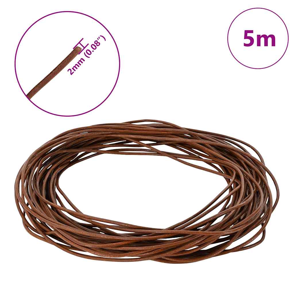 Leather Cord 1 Light Brown Ø2 mm x 5 m Leather