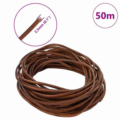 Leather Cord 1 Light Brown Ø2.5 mm x 50 m Leather