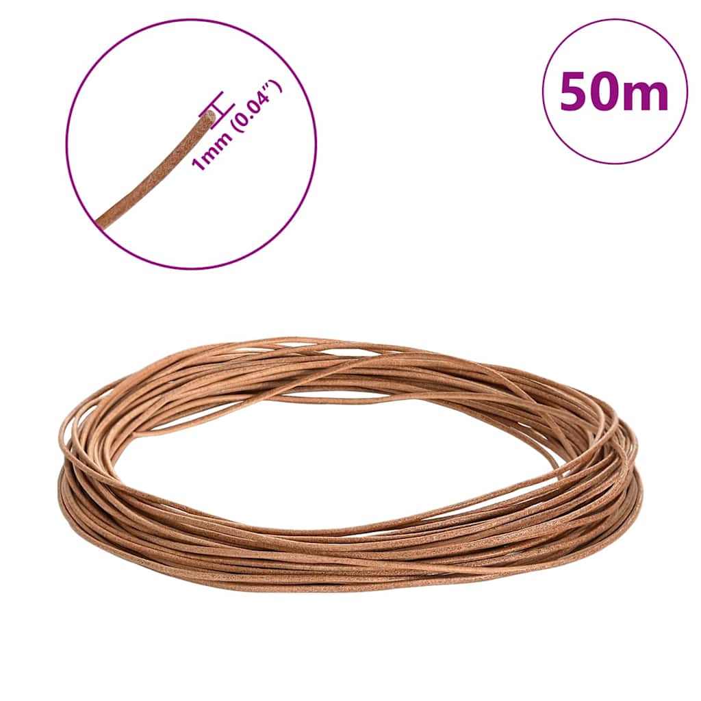 Leather Cord 1 Brown Ø1 mm x 50 m Leather