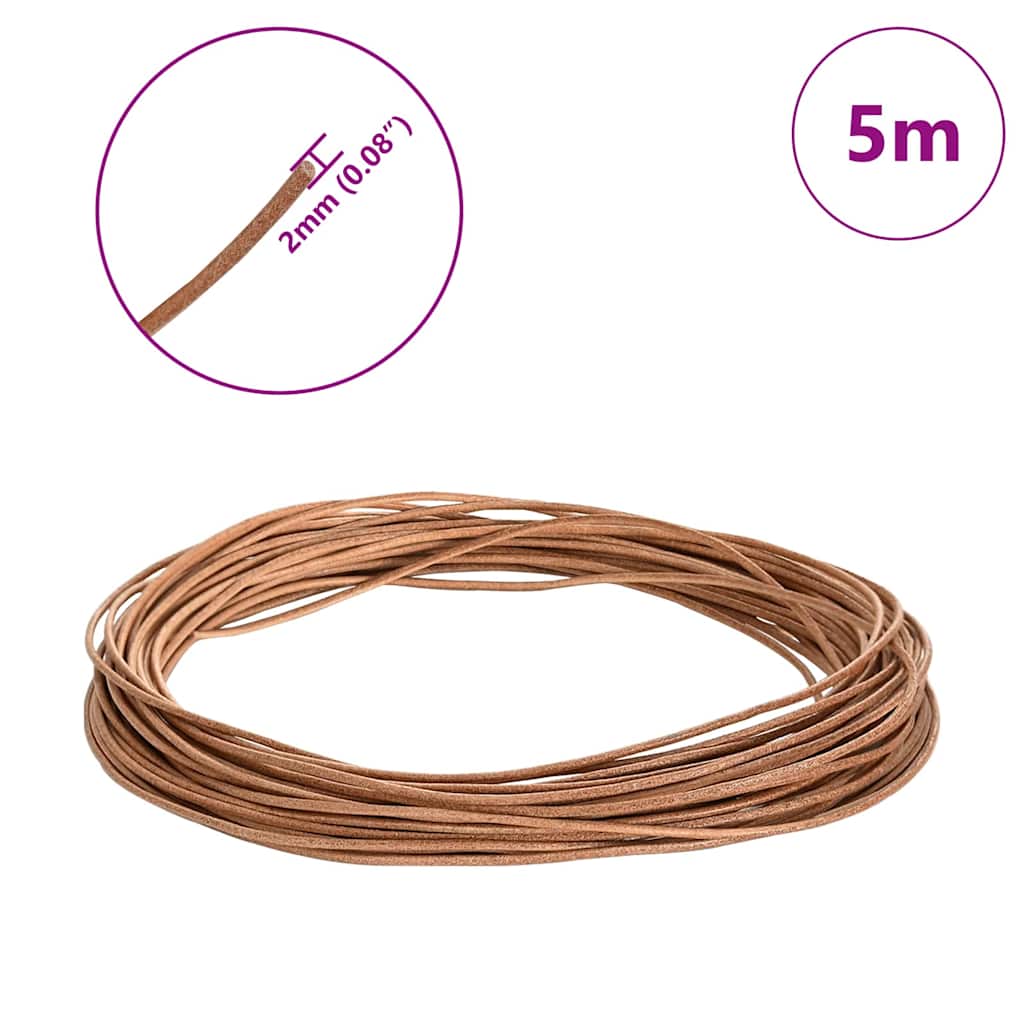 Leather Cord 1 Brown Ø2 mm x 5 m Leather