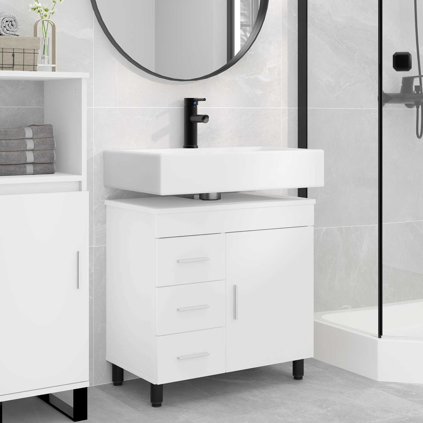 Bathroom Vanity Unit White 60 x 35 x 60 cm Engineered Wood