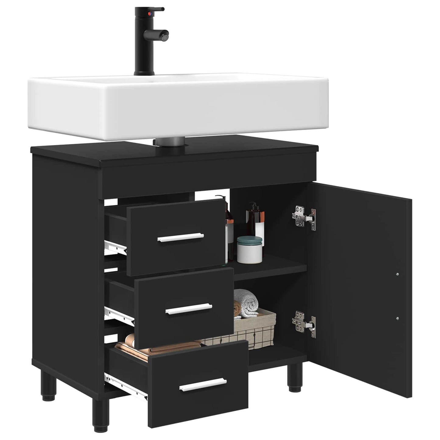 Bathroom Vanity Unit Black 60 x 35 x 60 cm Engineered Wood