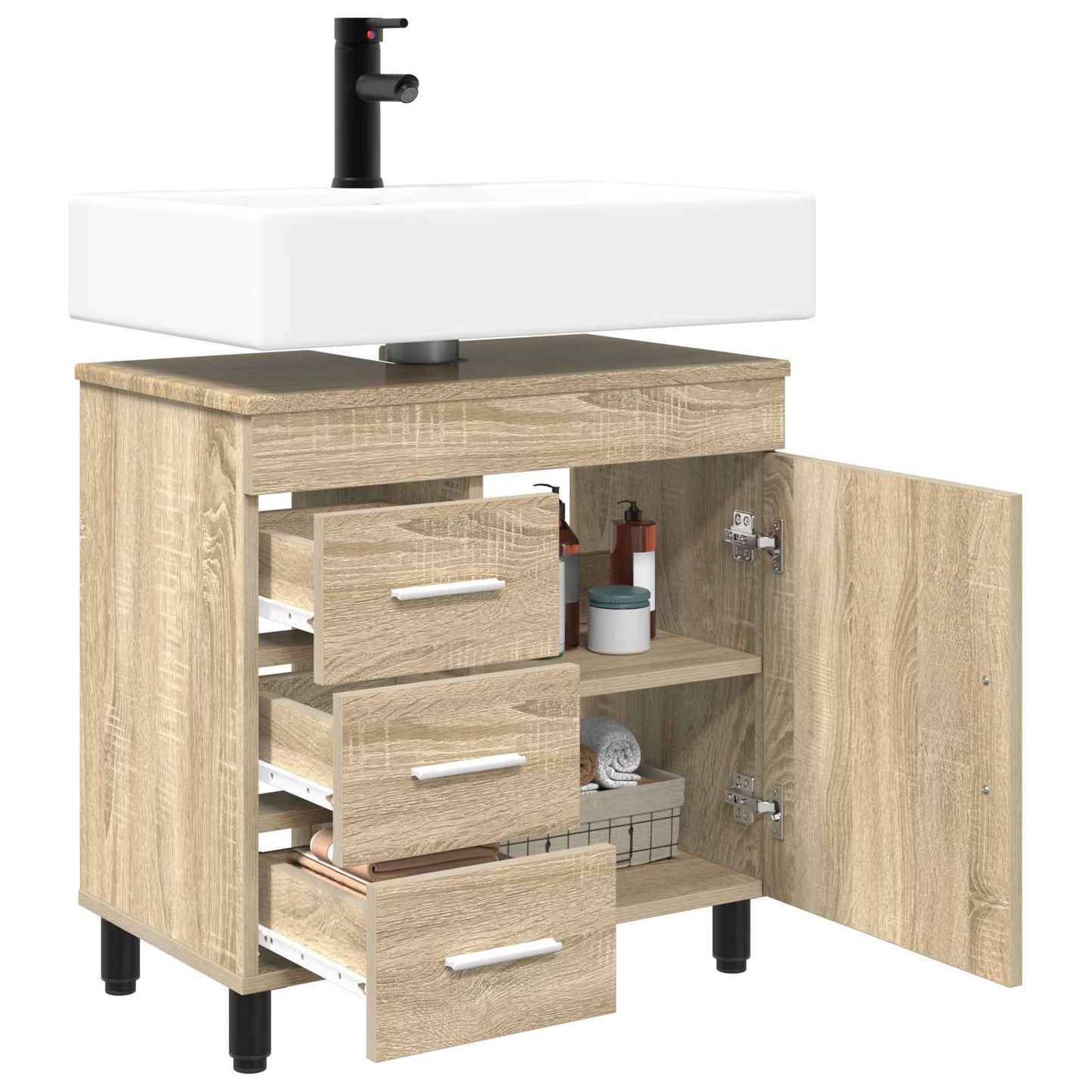 Bathroom Vanity Unit Sonoma Oak 60 x 35 x 60 cm Engineered Wood