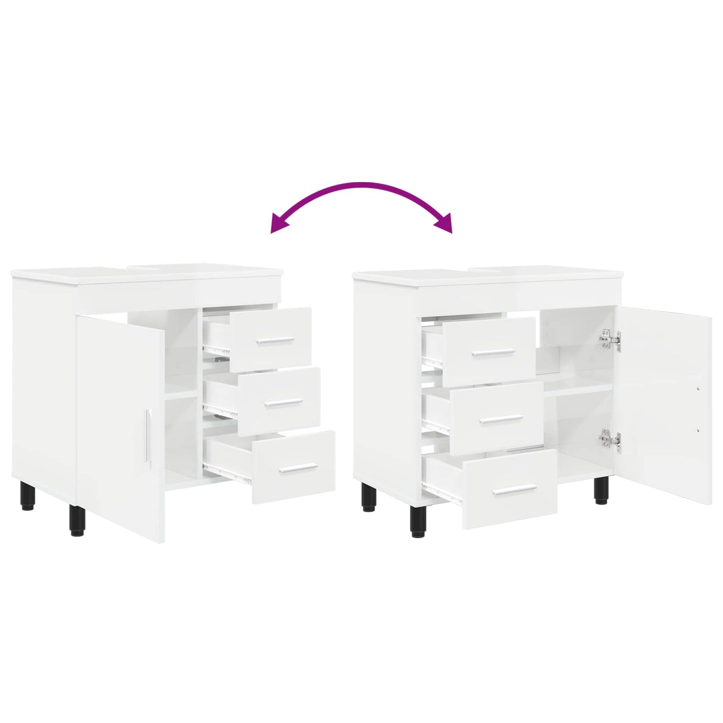 Bathroom Vanity Unit High Gloss White 60 x 35 x 60 cm