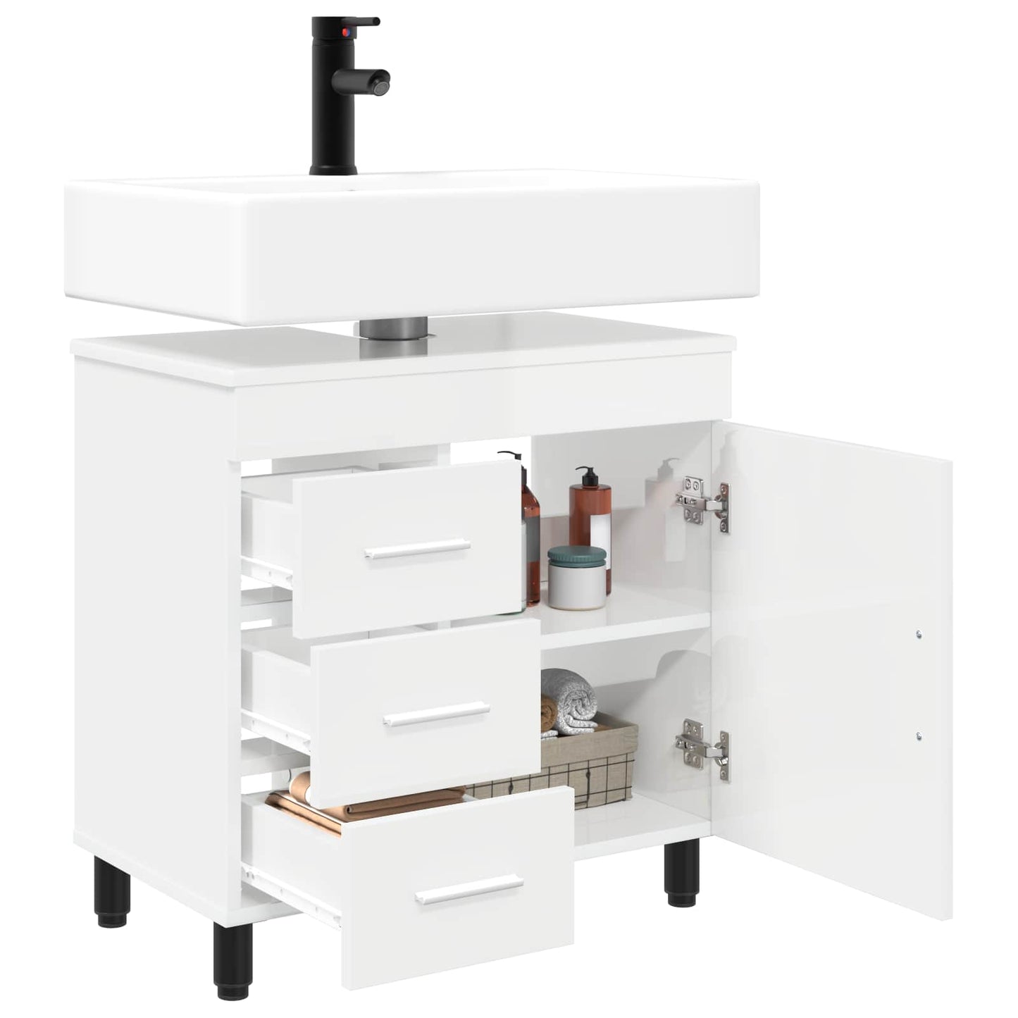 Bathroom Vanity Unit High Gloss White 60 x 35 x 60 cm