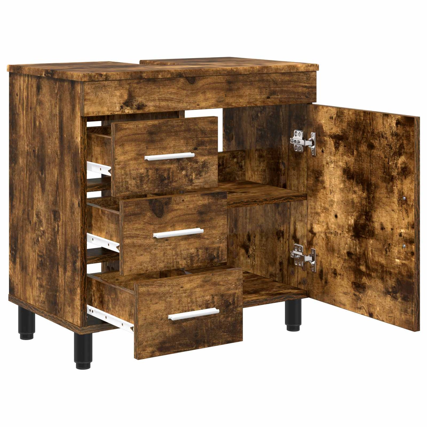 Bathroom Vanity Unit Smoked Oak 60 x 35 x 60 cm Engineered Wood