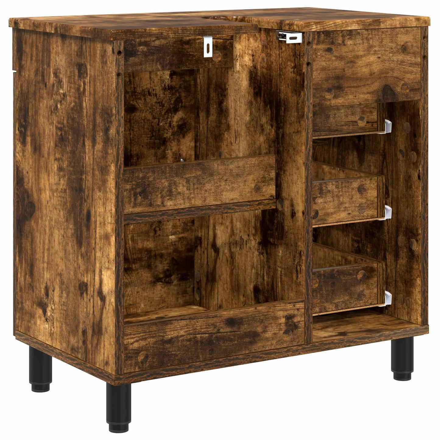 Bathroom Vanity Unit Smoked Oak 60 x 35 x 60 cm Engineered Wood