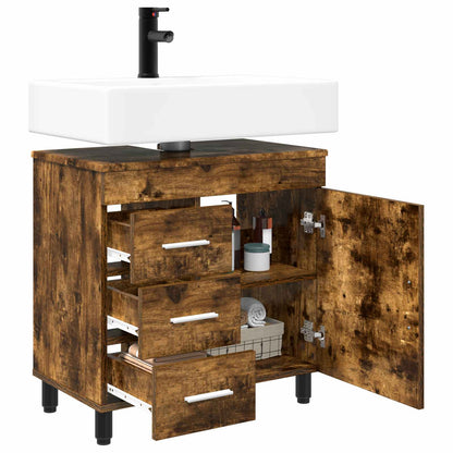 Bathroom Vanity Unit Smoked Oak 60 x 35 x 60 cm Engineered Wood