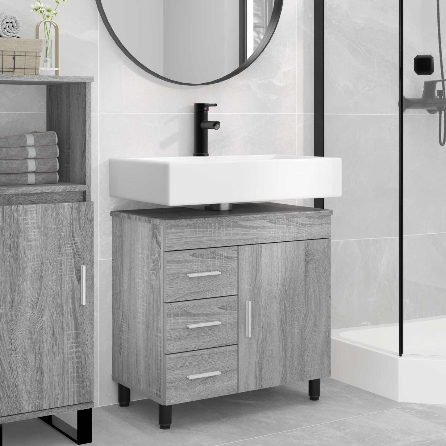 Bathroom Vanity Unit Grey Sonoma 60 x 35 x 60 cm