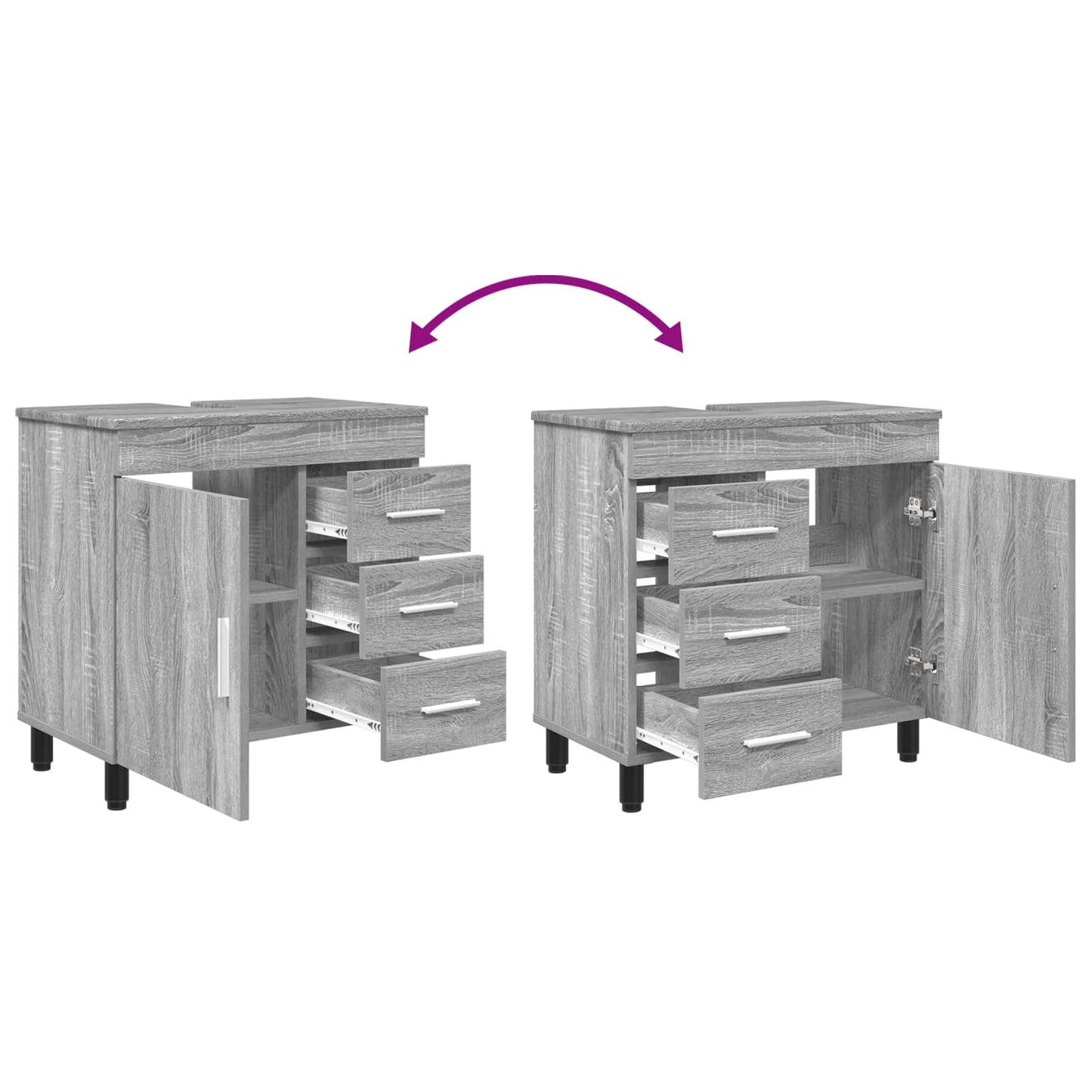 Bathroom Vanity Unit Grey Sonoma 60 x 35 x 60 cm