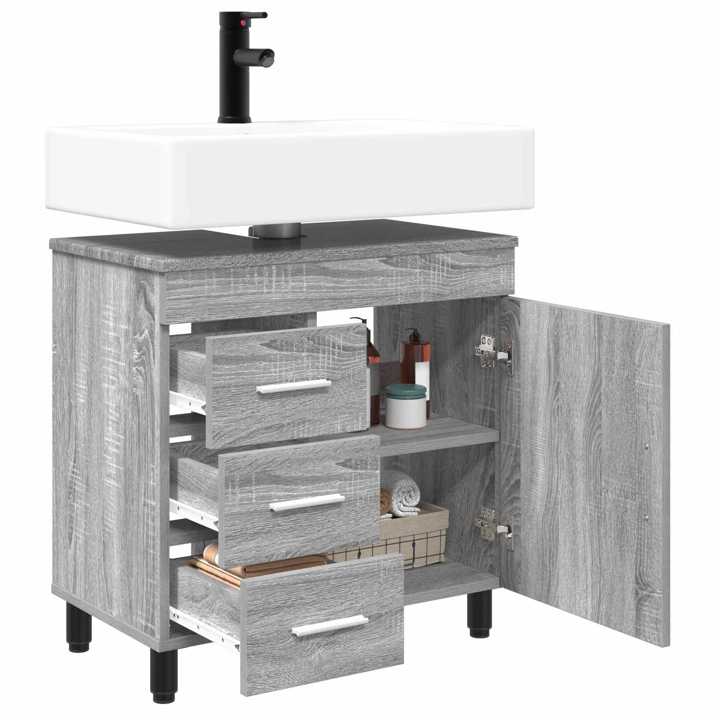 Bathroom Vanity Unit Grey Sonoma 60 x 35 x 60 cm
