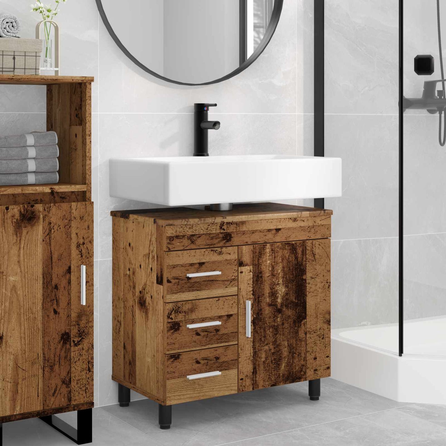 Bathroom Vanity Unit Old Wood 60 x 35 x 60 cm Engineered Wood