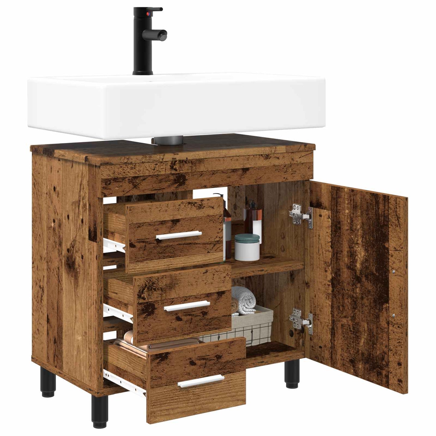 Bathroom Vanity Unit Old Wood 60 x 35 x 60 cm Engineered Wood