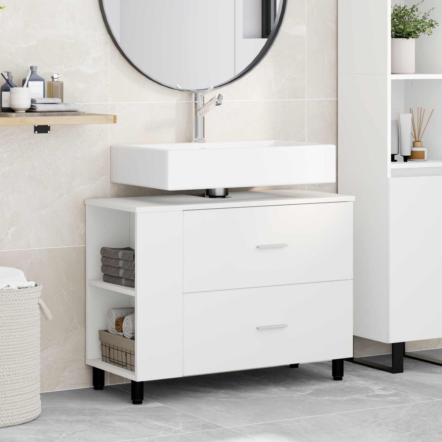 Bathroom Vanity Unit White 80 x 35 x 60 cm Engineered Wood