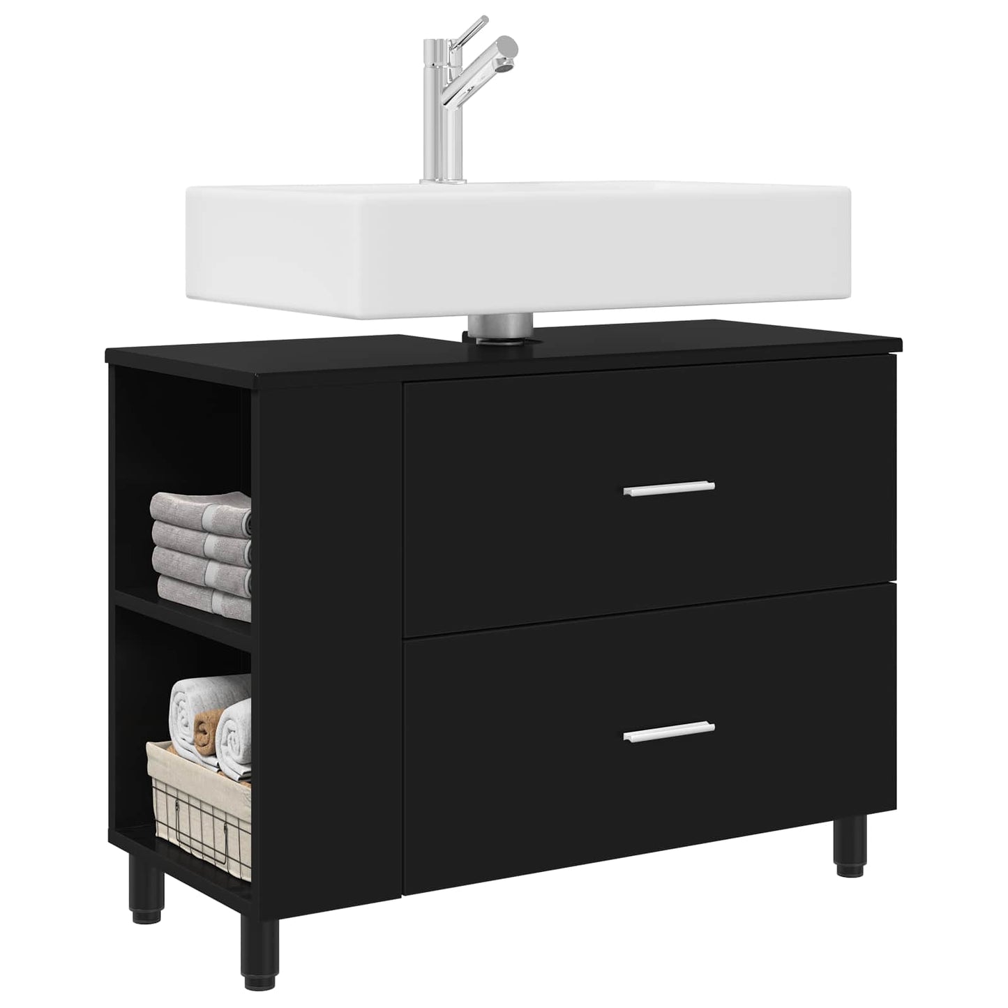 Bathroom Vanity Unit Black 80 x 35 x 60 cm Engineered Wood