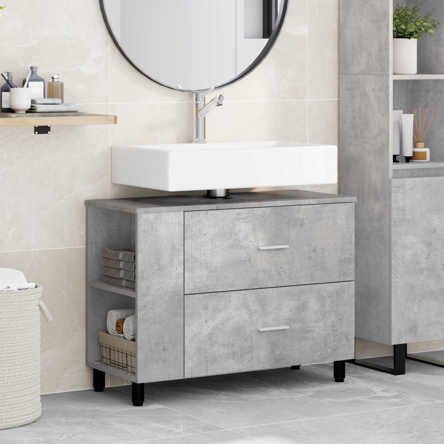 Bathroom Vanity Unit Concrete Grey 80 x 35 x 60 cm