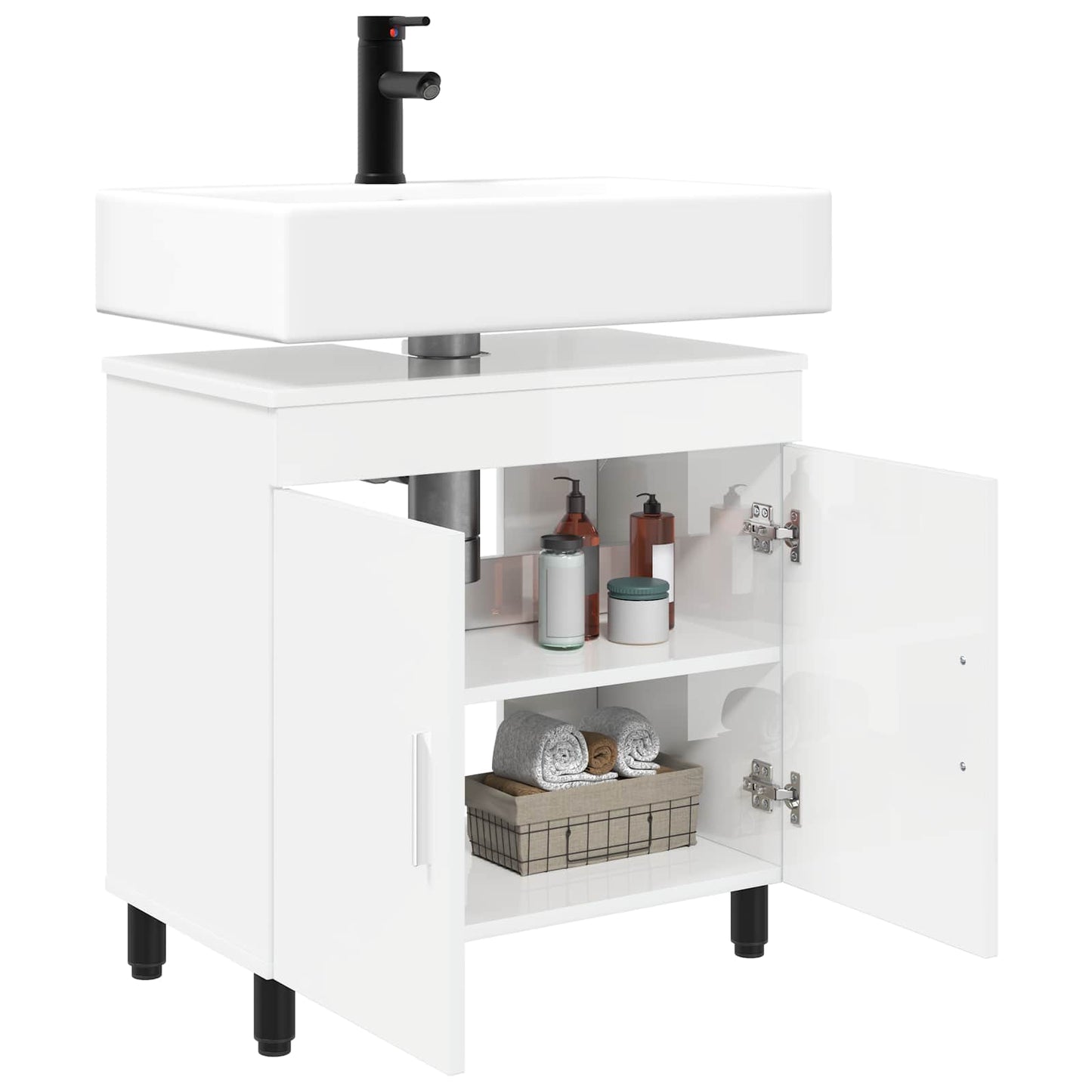 Bathroom Vanity Unit High Gloss White 60 x 35 x 60 cm