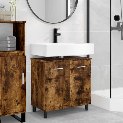Bathroom Vanity Unit Smoked Oak 60 x 35 x 60 cm Engineered Wood