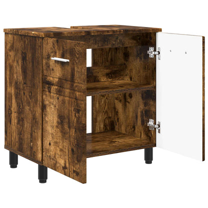 Bathroom Vanity Unit Smoked Oak 60 x 35 x 60 cm Engineered Wood