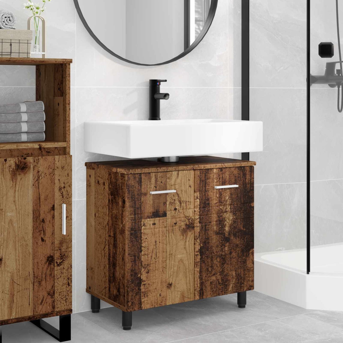 Bathroom Vanity Unit Old Wood 60 x 35 x 60 cm Engineered Wood