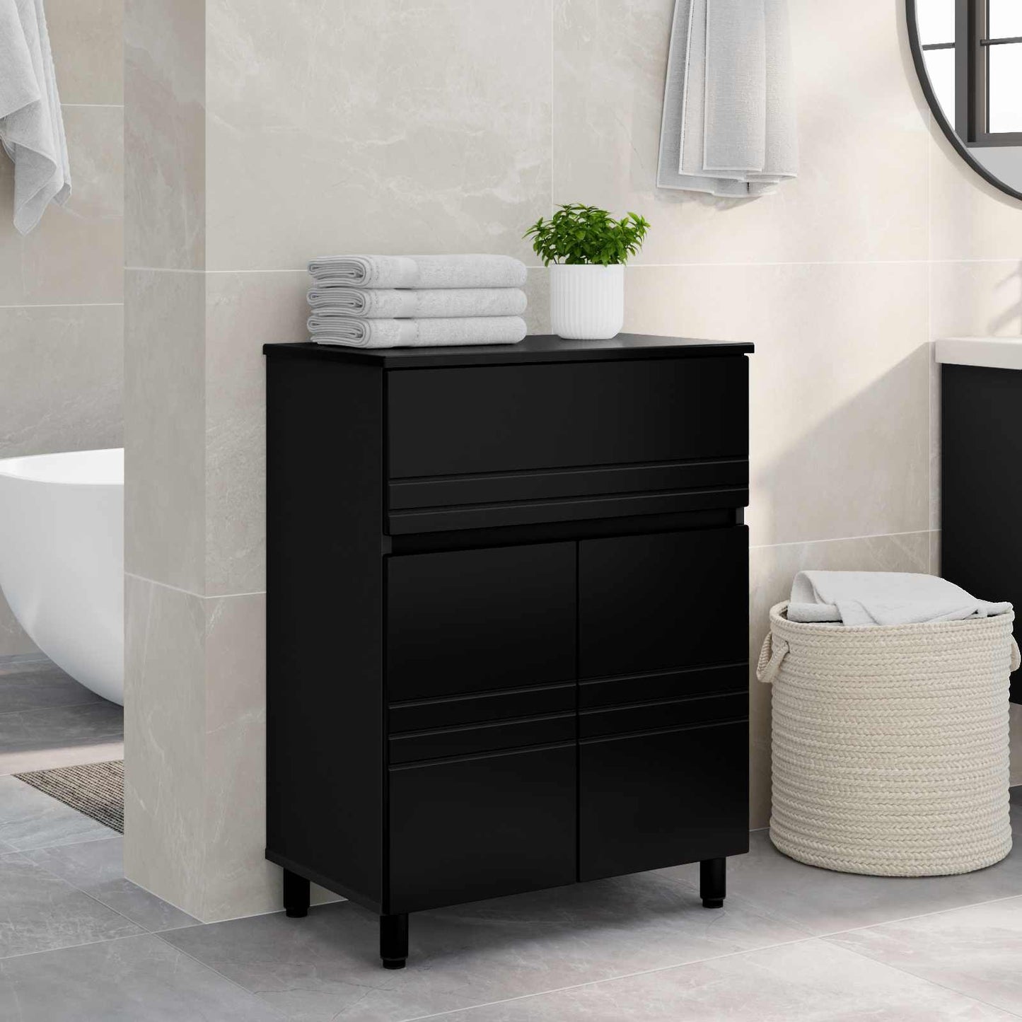 Bathroom Vanity Unit Black 60 x 35 x 80 cm Engineered Wood