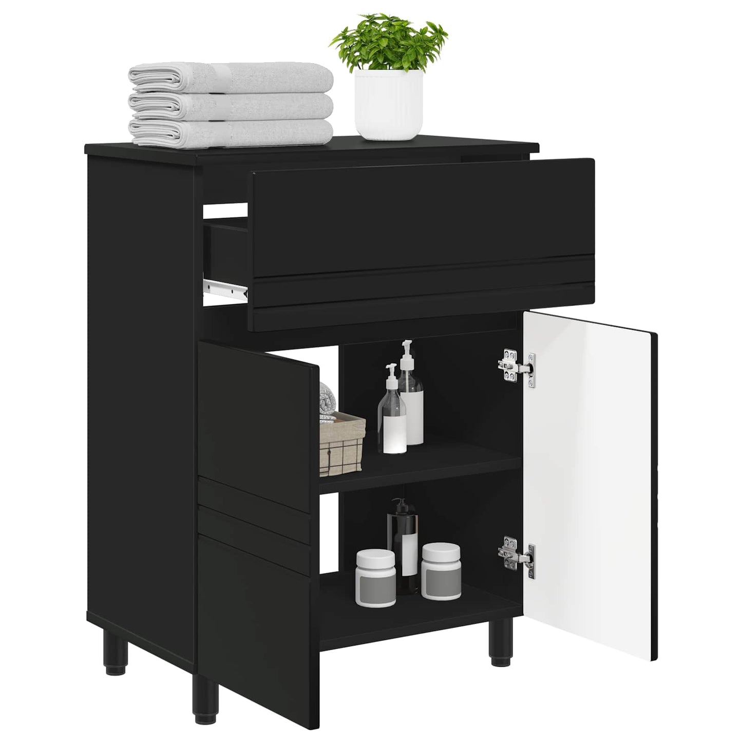 Bathroom Vanity Unit Black 60 x 35 x 80 cm Engineered Wood