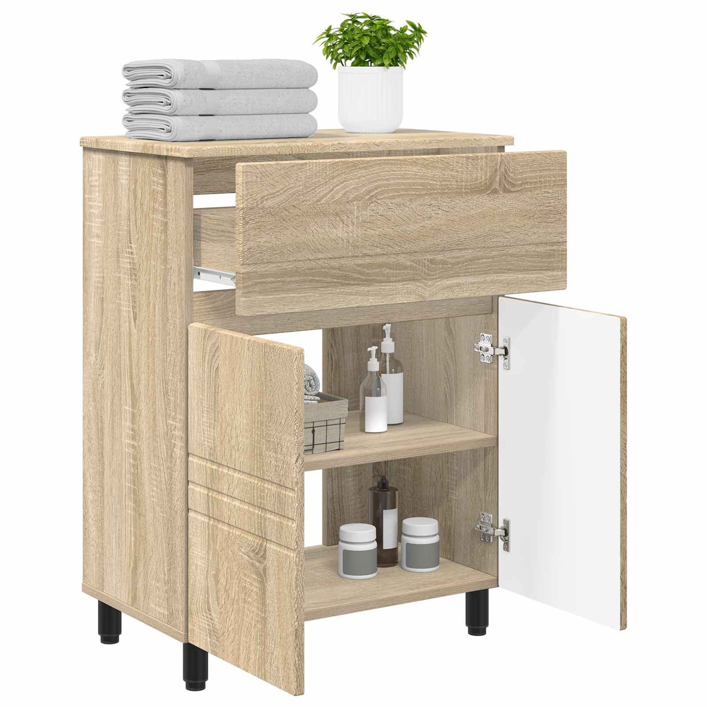 Bathroom Vanity Unit Sonoma Oak 60 x 35 x 80 cm Engineered Wood