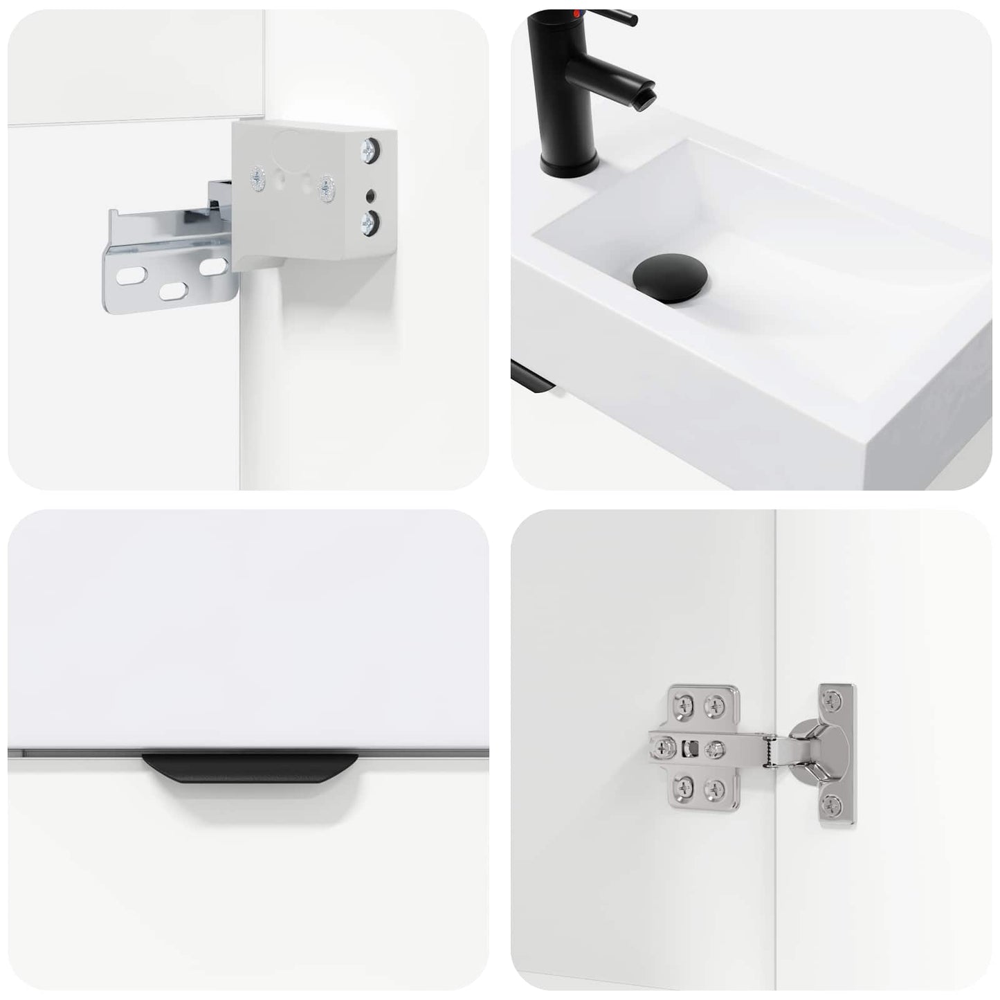 Bathroom Vanity Unit with Tap White 45.5 x 22.5 x 84 cm