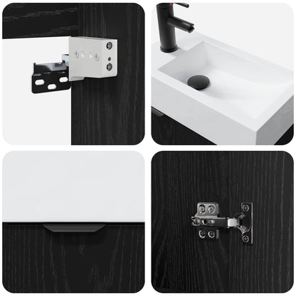 Bathroom Vanity Unit with Tap Black Oak 45.5 x 22.5 x 84 cm