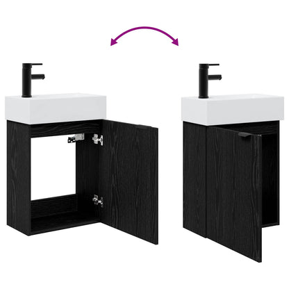 Bathroom Vanity Unit with Tap Black Oak 45.5 x 22.5 x 84 cm
