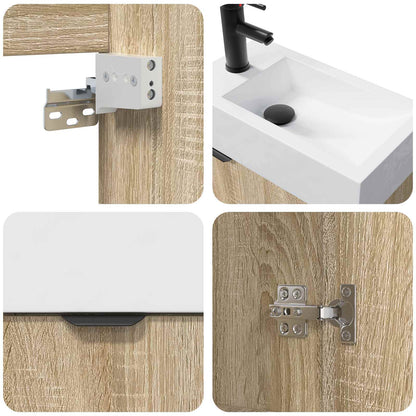 Bathroom Vanity Unit with Tap Sonoma Oak 45.5 x 22.5 x 84 cm