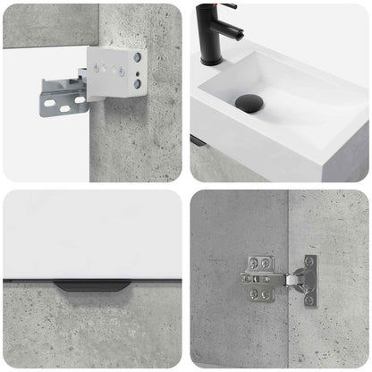 Bathroom Vanity Unit with Tap Concrete Grey 45.5 x 22.5 x 84 cm