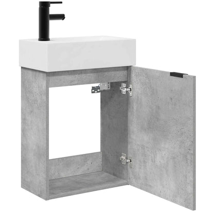 Bathroom Vanity Unit with Tap Concrete Grey 45.5 x 22.5 x 84 cm