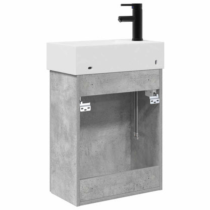 Bathroom Vanity Unit with Tap Concrete Grey 45.5 x 22.5 x 84 cm